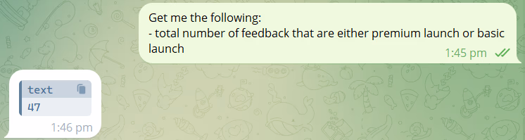 The AI successfully digesting and categorizing feedback types from the data source.