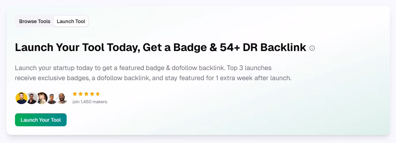 Screenshot of NextGen Tools' Hero Section