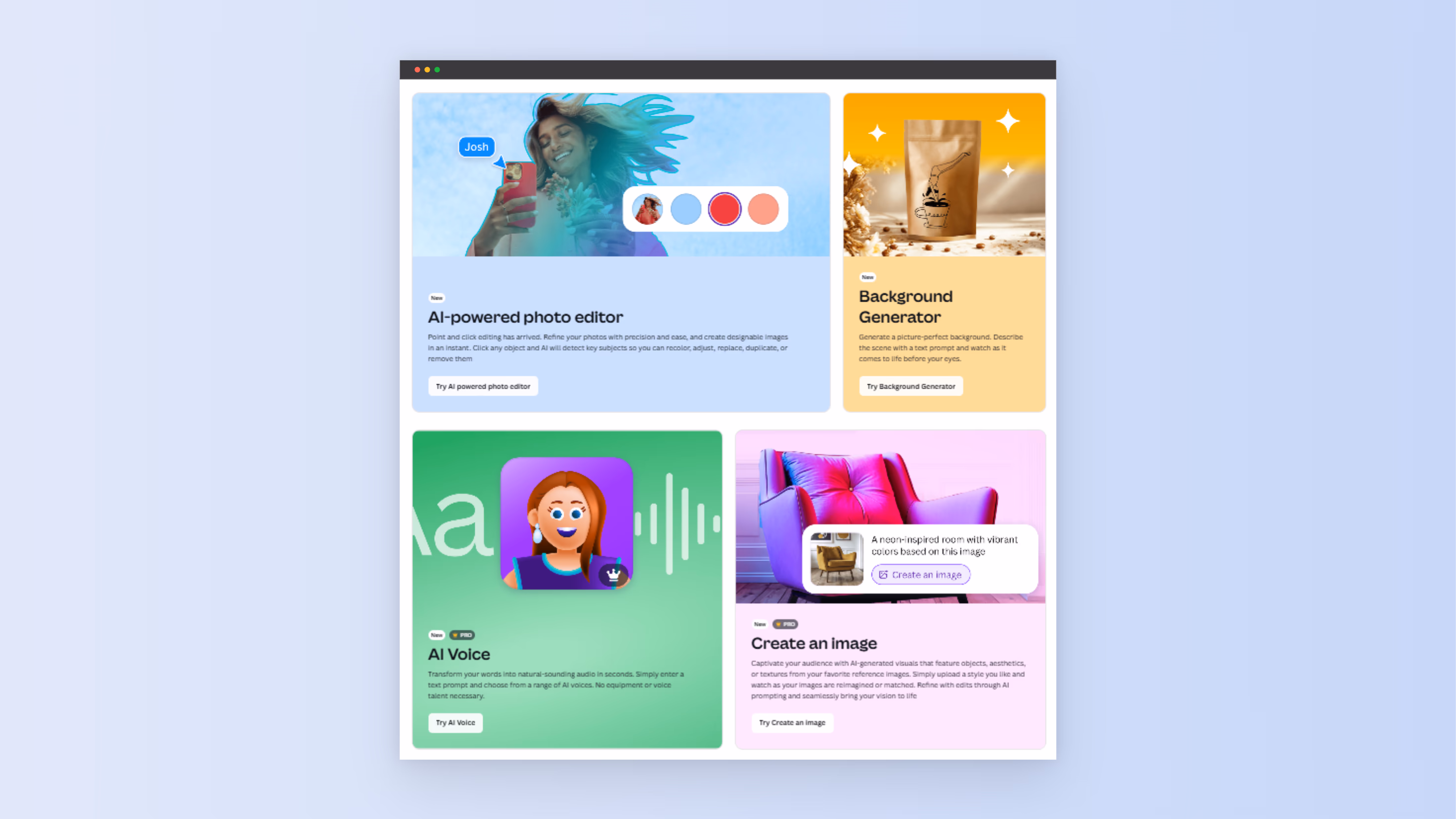 Canva Magic Studio interface showing the 'Magic Media' and 'Magic Expand' features