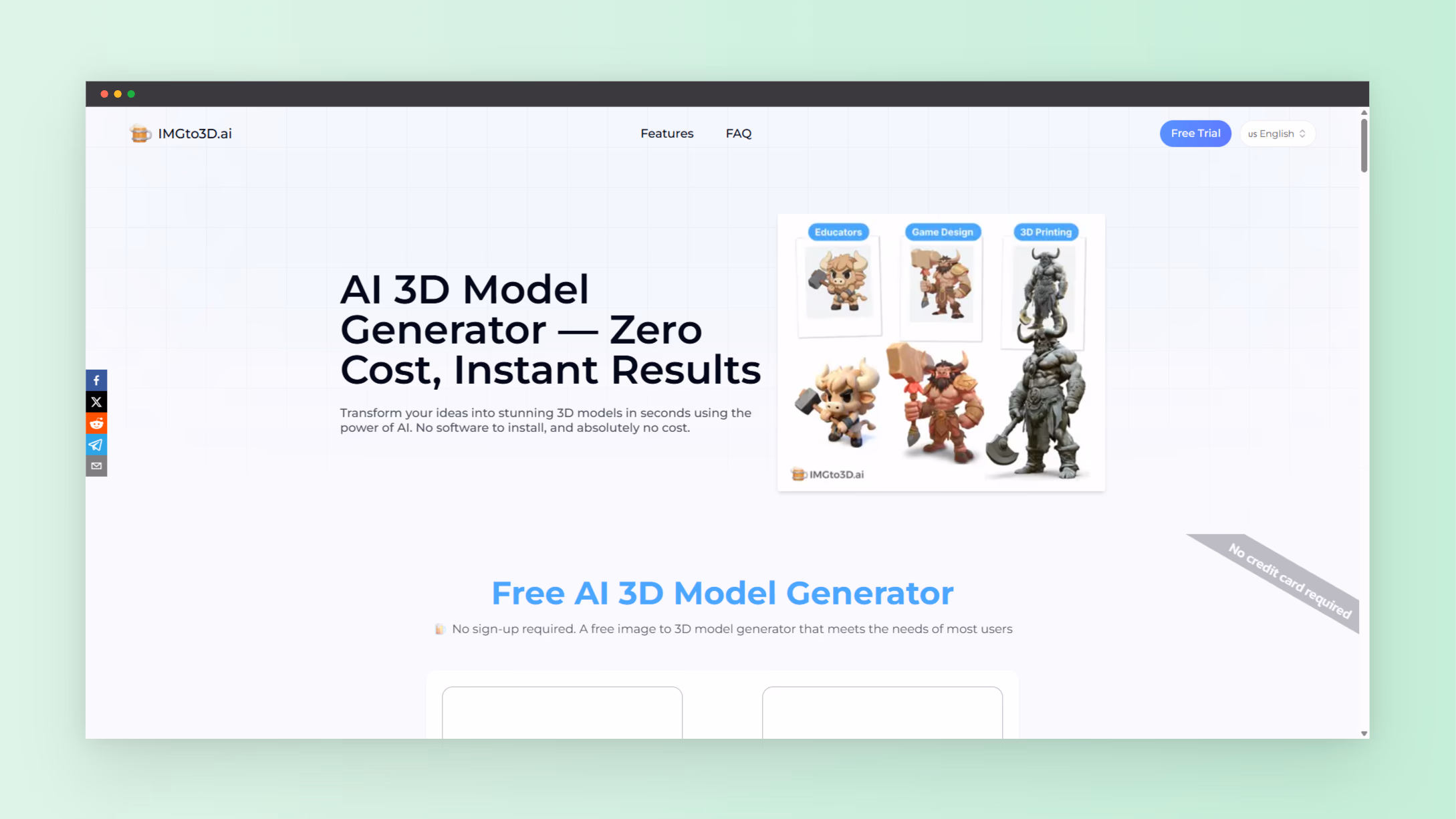 Screenshot of Image to 3D AI Tool